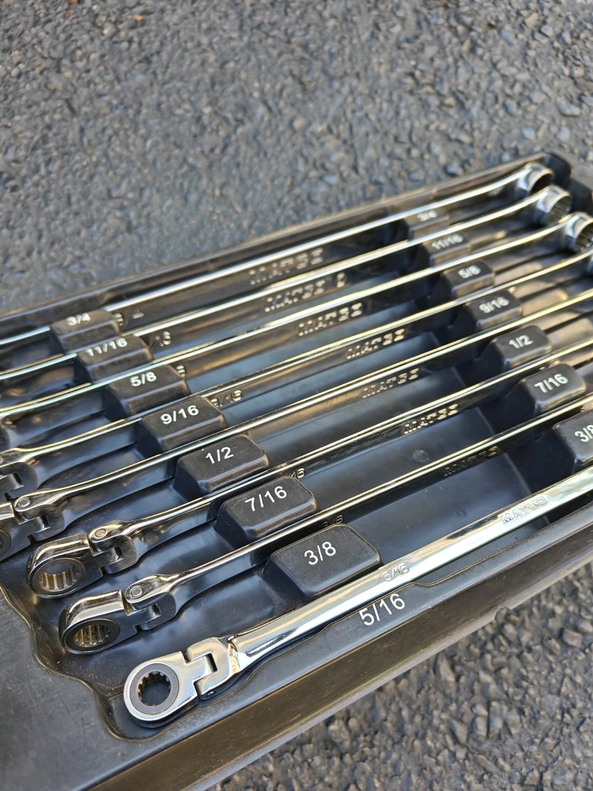 Matco Tools 8pc SAE 0° Flex Head Ratcheting Box XL Wrench Set Spline Inch