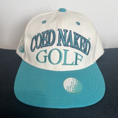 Vintage 90s Coed Naked Golf Snapback Hat White Teal Embroidered Cap