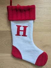 Holiday Home Embroidered Monogram Knit Christmas Stocking Letter "H" Large