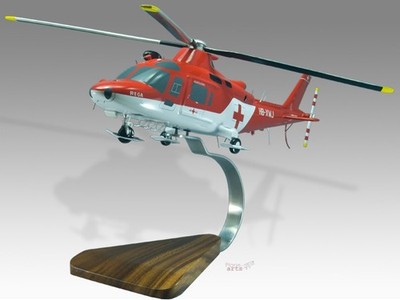 AgustaWestland Agusta A109 REGA Mahogany Wood Handmade Desktop Helicopter Model
