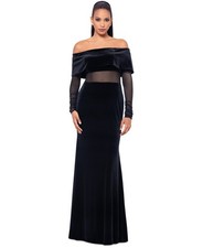 Betsy Adam Women's Velvet and Mesh Off-the-Shoulder Gown 5203 Size 4