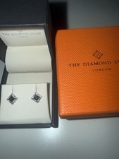 White Gold studs  9k Black Diamond & Diamond Stud 6mm The Diamond Store