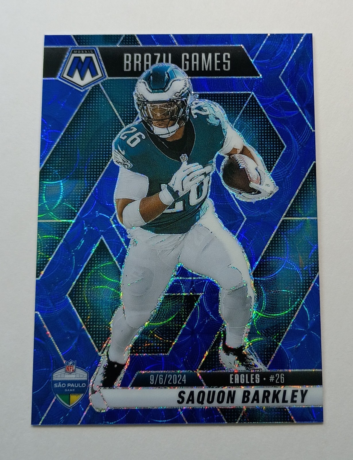 2025 PANINI MOSAIC SAQUON BARKLEY BRAZIL GAMES BLUE SCOPE PRIZM #263