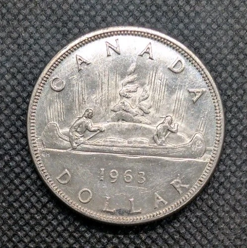 1963 80% Silver Canadian Canada Silver Dollar About Uncirculated