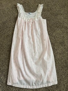 Vintage Lorraine Nightgown LARGE Floral Sleeveless Long Lace Bow Trim USA