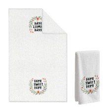 "Home Sweet Home Floral Waffle Towel, Sweet Floral Hand White Housewarmings-08
