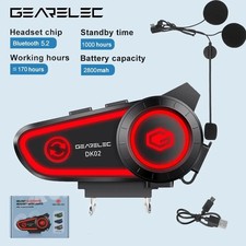 GEARELEC DK02 Bluetooth Helmet Headset IPX7 Waterproof 2800mAh 3D Stereo Sound