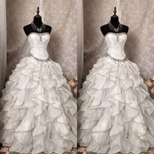 Gorgeous Wedding Dresses Ruffles Strapless Lace Beaded A Line Bridal Gowns