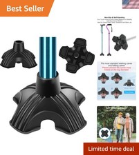 Cane Tip Heavy Duty - Self Standing Non-Slip Rubber Quad Base for Walking Can...