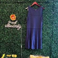 Classy Ann Taylor Blue Sleeveless Dress Size L Fit & Flare Great condition