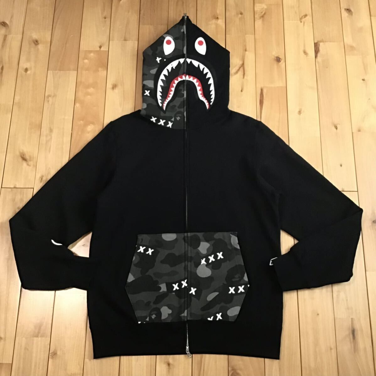 BAPE × GOD SELECTION XXX Shark full zip hoodie Black A BAPE × GOD SELECTION XXX Shark full zip hoodie Black A