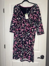 Joules Dress Navy With Multicolor Floral Size 14 Nwt 
