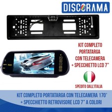 Kit Portatarga con Telecamera 170° + Monitor Specchietto Retrovisore 7" LED Auto - Miniatura 1