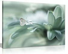 Dew Drop & Green Pastel Butterfly Framed Canvas Print Wall Art Home Decor