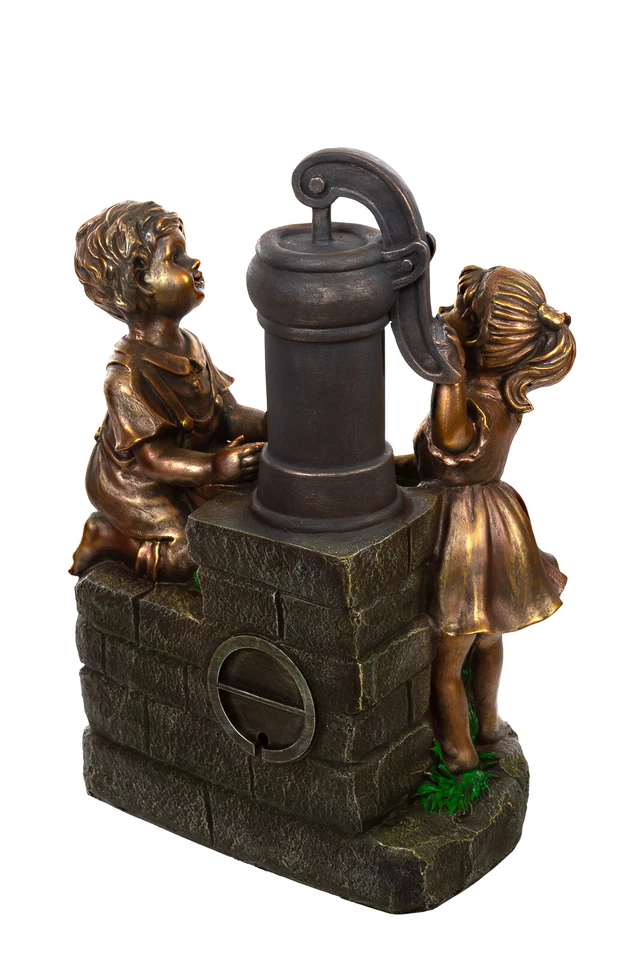 Zimmerbrunnen mit LED Leuchten, 74cm Springbrunnen Krüge Brunnen 16 Kinder - Bild 3 von 4