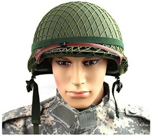 Perfect WWII US Army M1 Green Helmet Replica with Net/Canvas Chin Strap DIY Pain - Picture 4 of 5