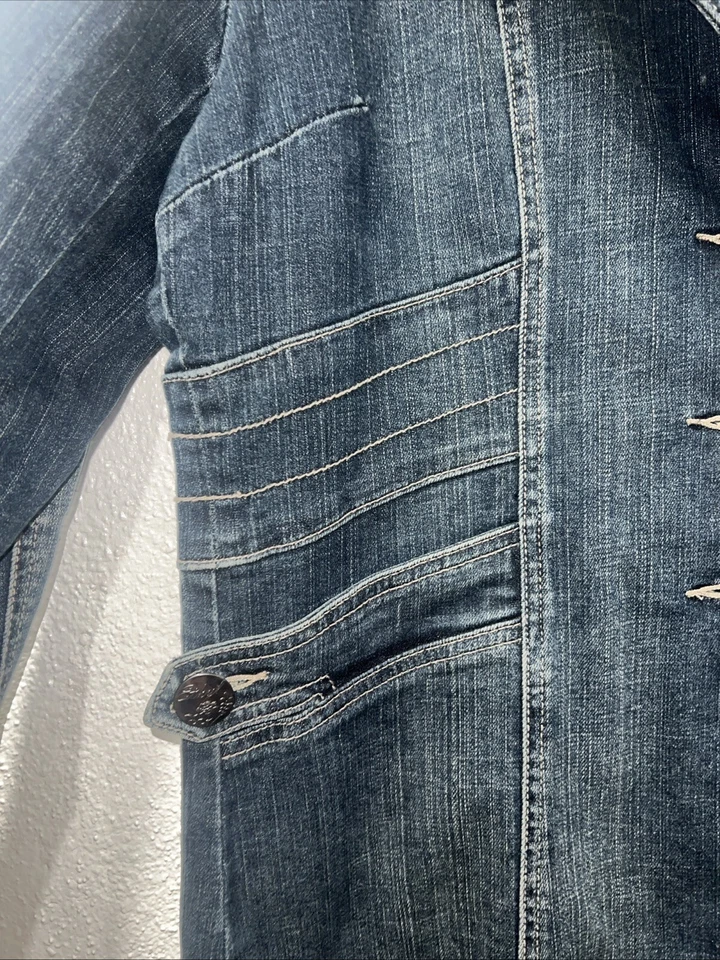 Chaqueta plumero larga vintage estilo vaquero etílico para mujer (M) 3 botones Foto 4 de 4