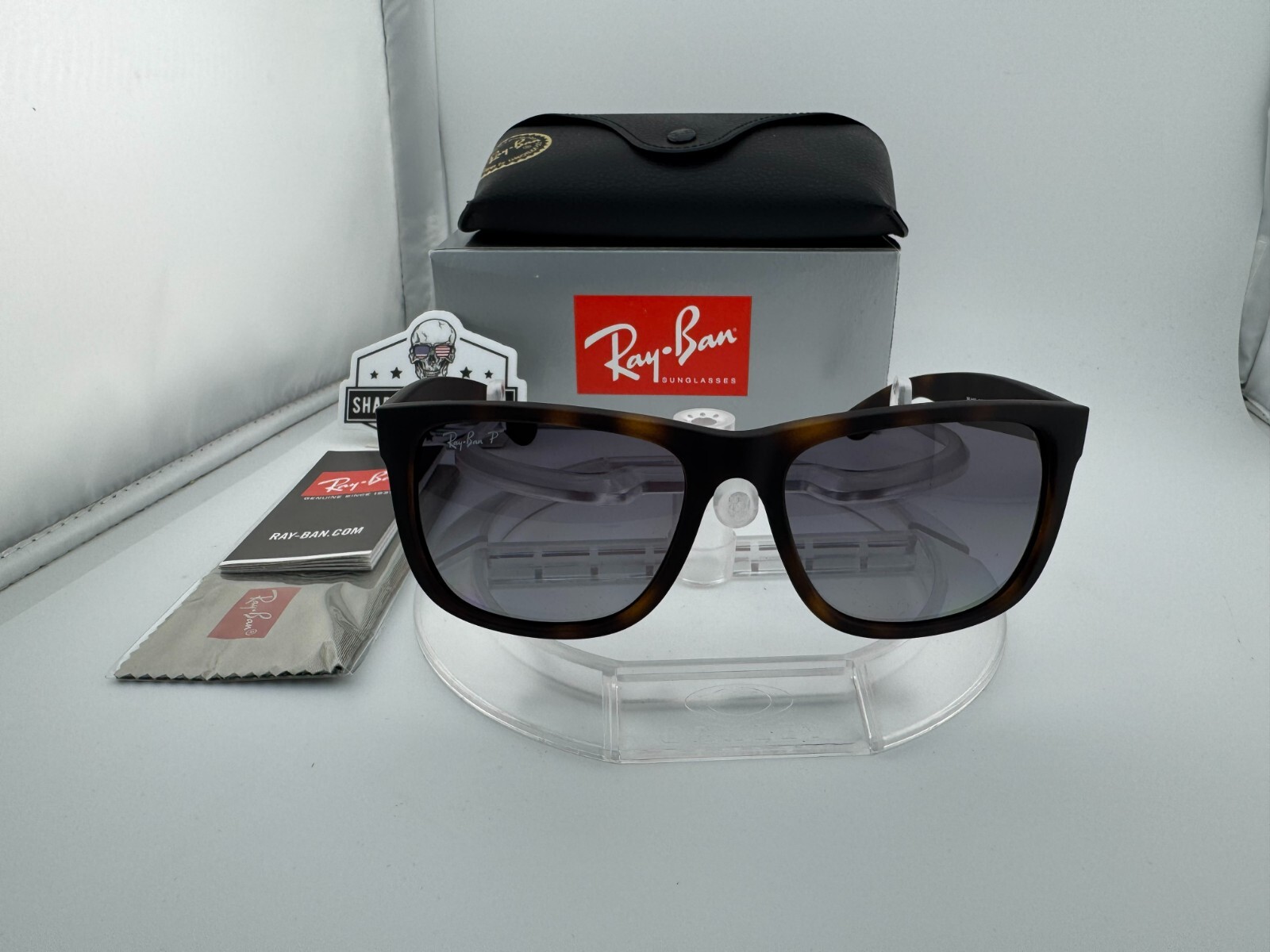 Ray-Ban Justin RB4165 Polarized Sunglasses - Rubber Havana Blue image 5