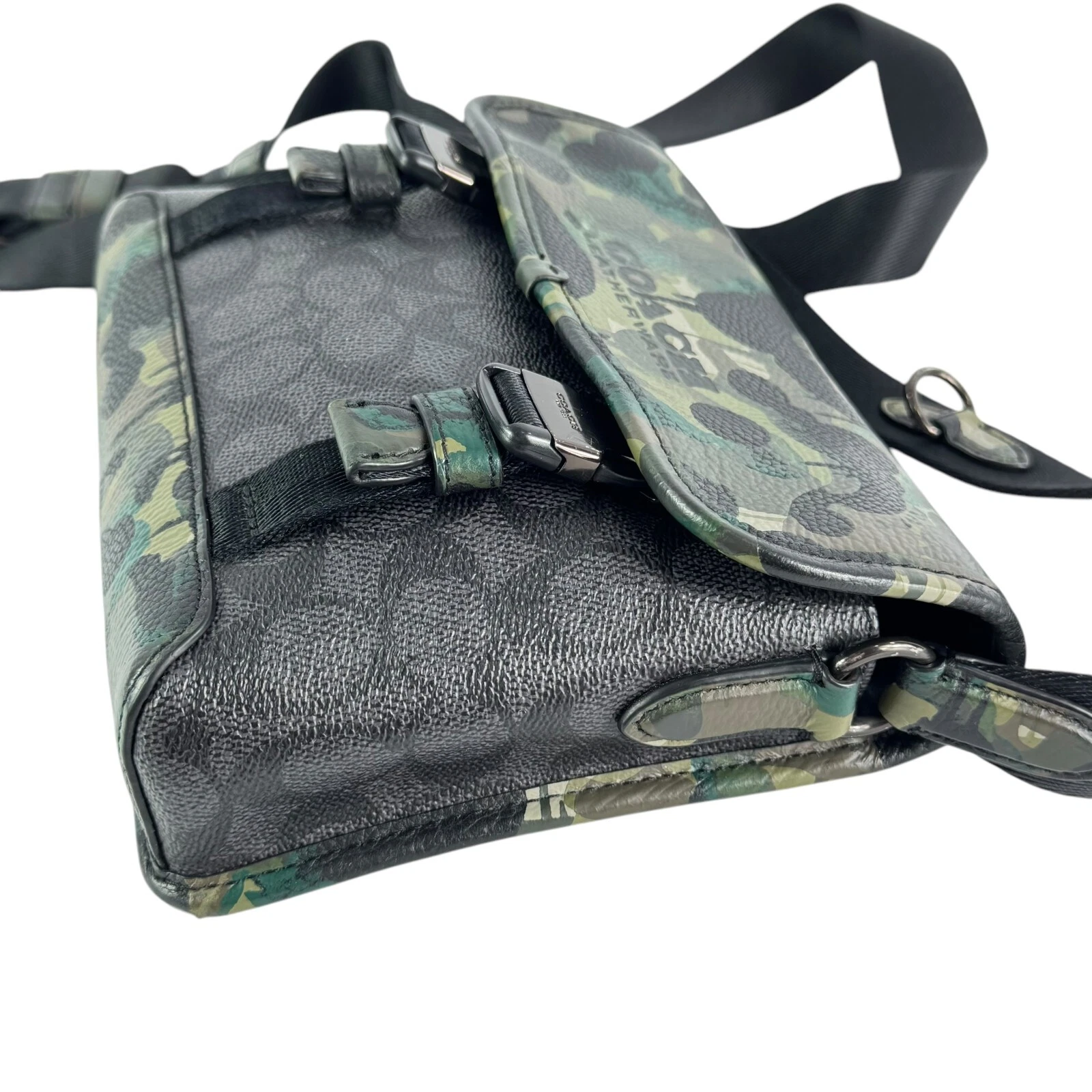 Tracolla ibrida Coach League in Cavas rivestita firmata con stampa mimetica