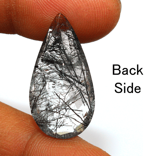 15.55 Cts Natural Tourmaline Rutile Quartz Untreated 27mmx14mm Pear Cut Gemstone - Picture 5 of 11