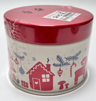 IKEA Small Decorative Holiday Tin Scandinavian Red White Home Reindeer 23112