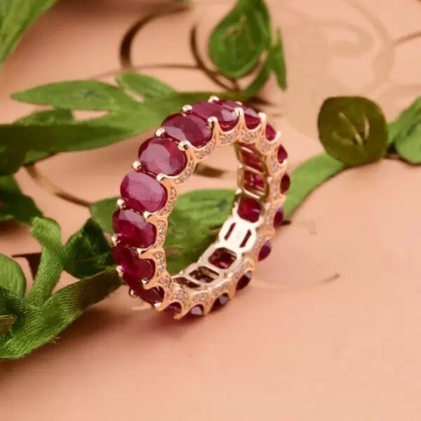 11 Ct Oval Cut Created Ruby Diamond 14K Rose Gold Plated Classic