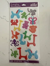 Sticko Themed Sticker 16PC Balloon Animals Crabs Bear Horse Rabbit Dog Elephant