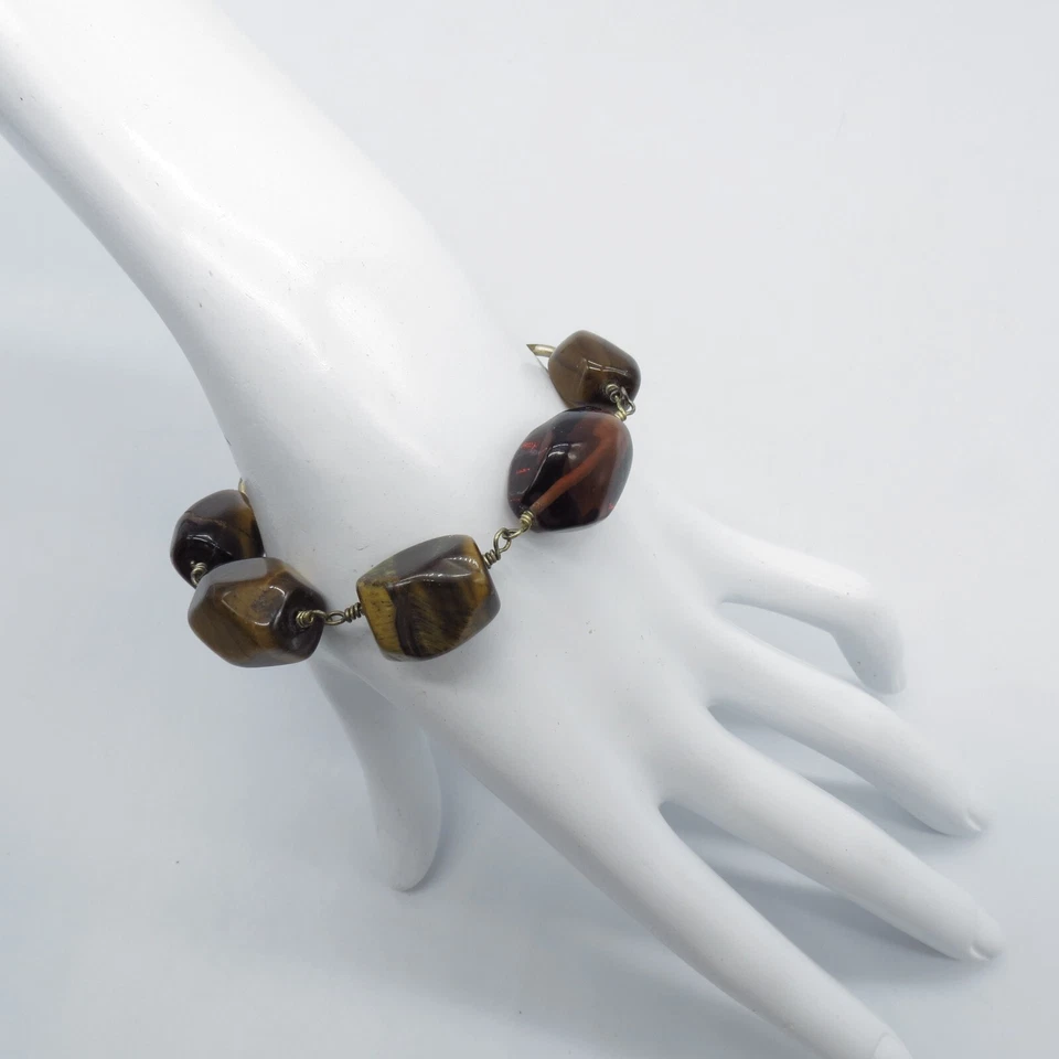 Pulsera boho con cuentas ojo de tigre Ellen Tracy 6,75" Foto 2 de 4