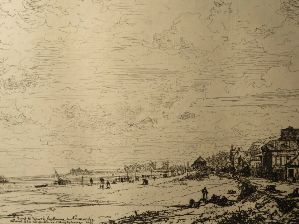 Maxime LALANNE 1827-1886 Gravure HOULGATE BEUZEVAL CALVADOS IMPRESSIONNISME 1870 - Photo 2/4