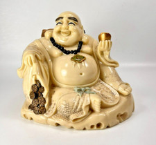 Buda Budai Feliz Sonriente Riendo Figura Estatua Color Marfil