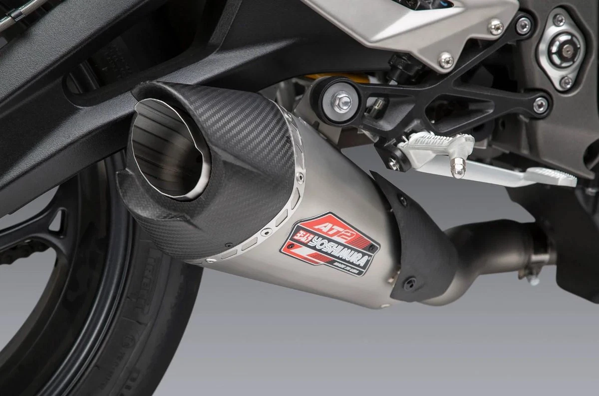 Yoshimura Exhaust Stainless AT2 Slip On Triumph Street Triple 765 2018 2022