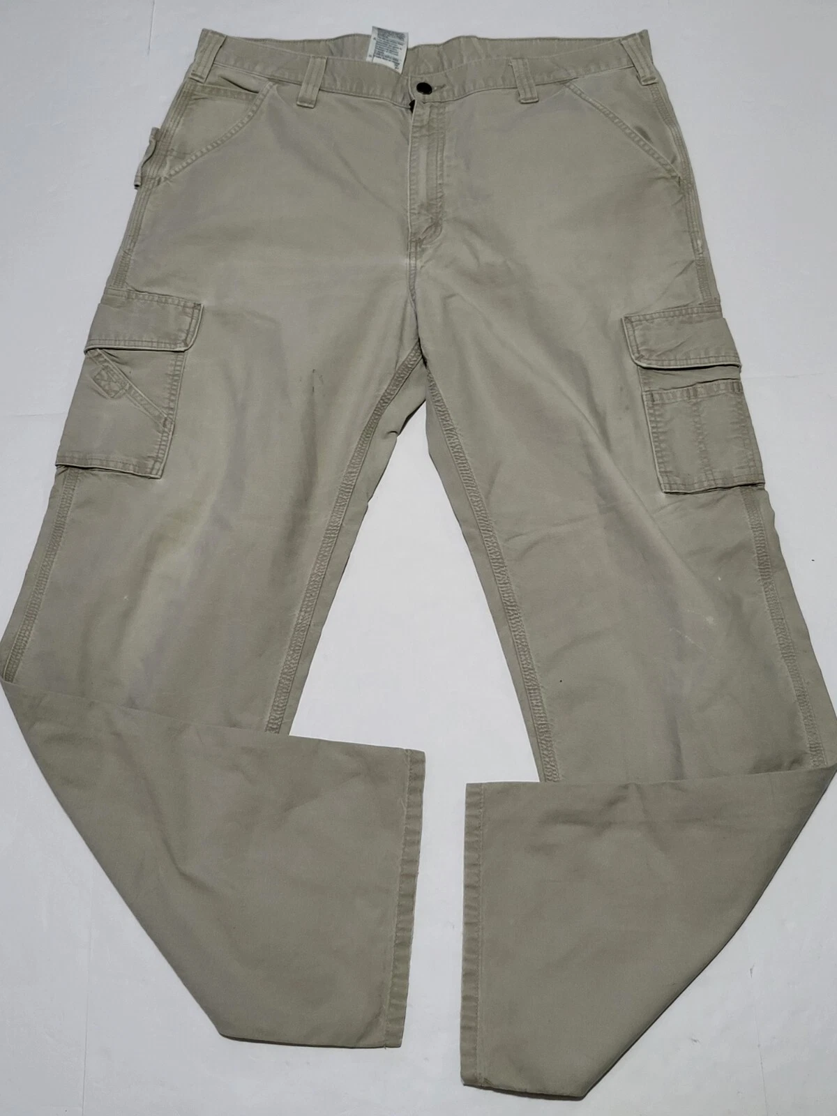 CARHARTT Pants Mens 38x34 Brown Loose Canvas Work Dungaree Lightweight