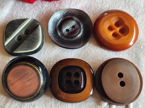 Lot De 6 Gros Boutons Vintage Panachés - 3,3 à 3,5 Cm, Ref 2908, Occasion