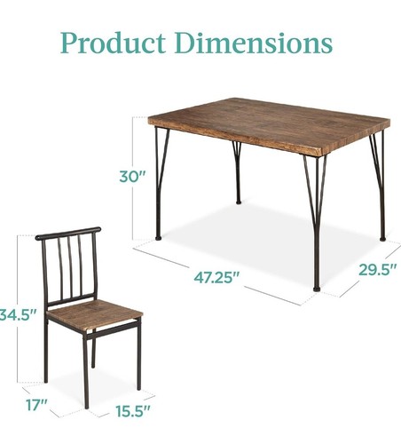 Dining Kitchen table Set with 4 Chairs Drift Brown - Picture 7 of 7