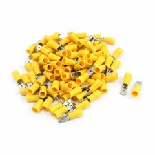100 Pcs 12-10 AWG MDD5-250 Yellow Insulating Male Crimp Terminal Connector #