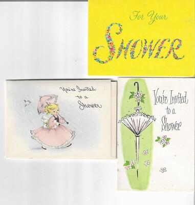 Vtg Clip Art for Junk Journaling, Crafts - Shower, Shower Invitations
