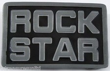 BELT BUCKLES Rock Star Antiqued Silver Gray Black Rectangle Music Superstar NWOT