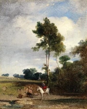 Oil painting Roadside-Halt-1826-Richard-Parkes-Bonington-oil-painting landscape