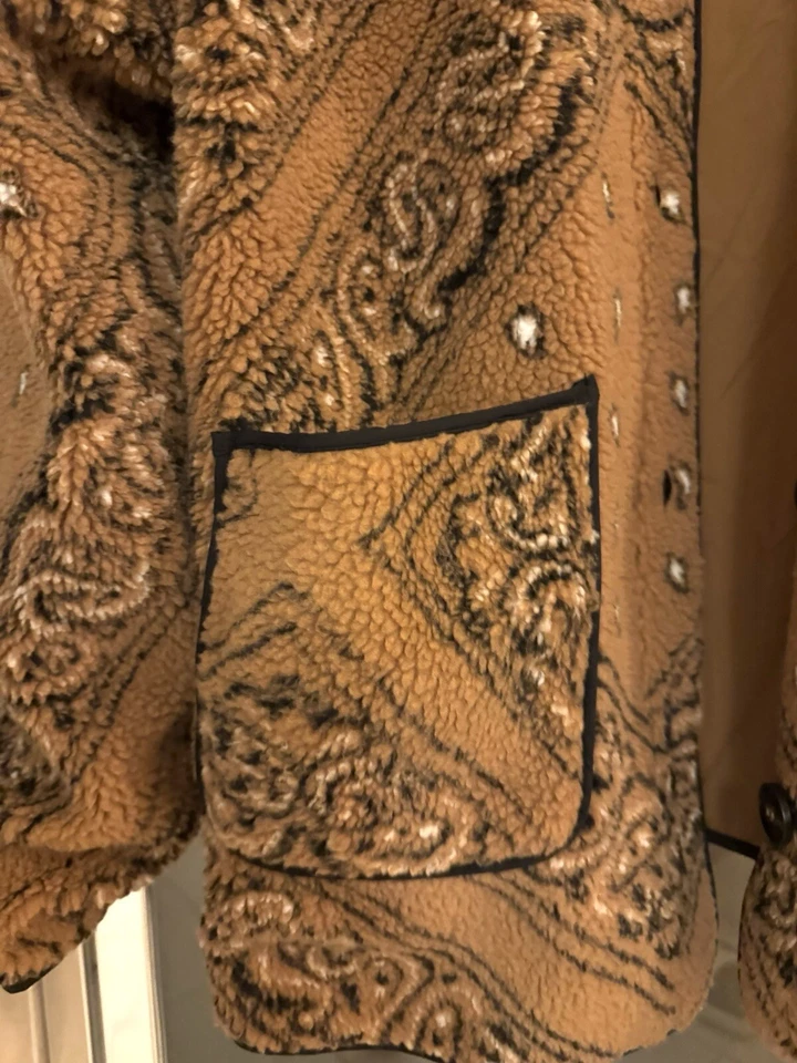MISS ME Women's NWT Fleece Tan&Black Paisley Country Western Soft Jacket Sz Lg - Image 4 of 4
