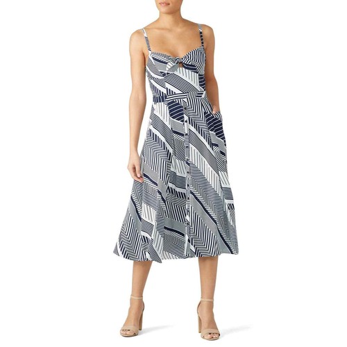 Midi Dress XS Sleeveless Tie Front 