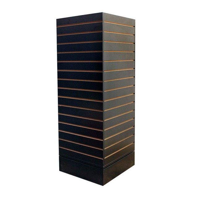 20" x 20" x 54" Black Rotating Cube Tower 4 Sided Revolving Slatwall