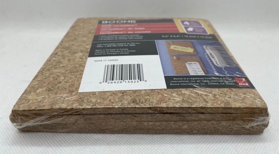 NEW Boone Natural Cork Versatiles Tile Pin Bulletin Boards, 4 Pack, 6" x 6" - Image 3 of 4