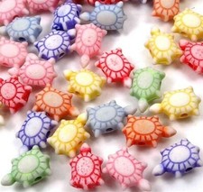 100 Mixed Color Lovely little Turtle Tortoise Acrylic Beads spacer charms 12mm