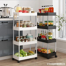 Movable Kitchen Storage Rack Wheels Bathroom Slim Storage Organizer Space Saving