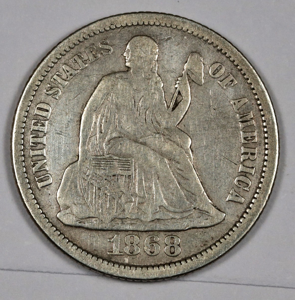 1868 Seated Liberty Dime. VF. 186742 | eBay