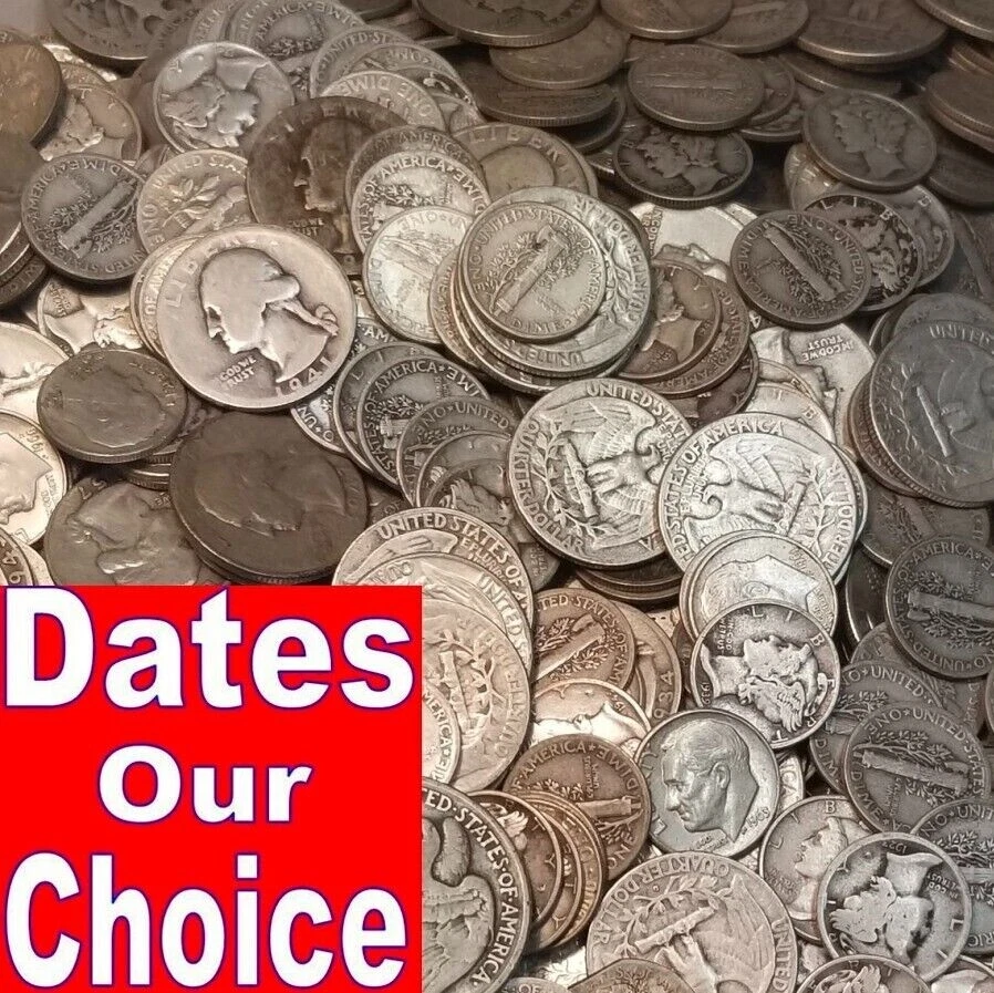 $5 Face Value 90% Silver Coins - Random Year and Denomination - Full Dates