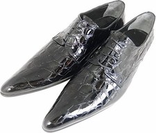 Chelsy - Italian Designer Lace-up Shoe Crocodile Pattern Calf Leather 40