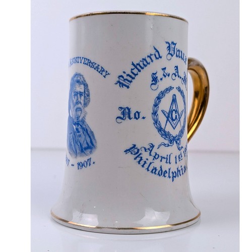 Antique 1907 Masonic Richard Vaux Lodge No 384 40th Anniversary Mug Philadelphia