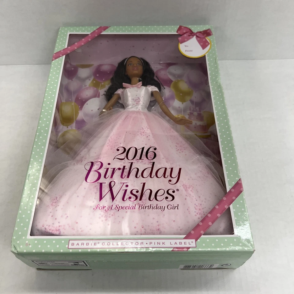 Новая коллекционная кукла Barbie 2016 с пожеланиями на день рождения розовая этикетка афроамериканка новая в коробке  - Изображение 2 из 4