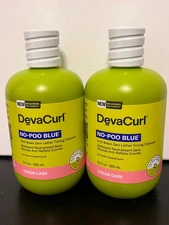 2- 12 oz bottles DevaCurl No-Poo Blue Anti Brass Toning Cleanser Free Shipping
